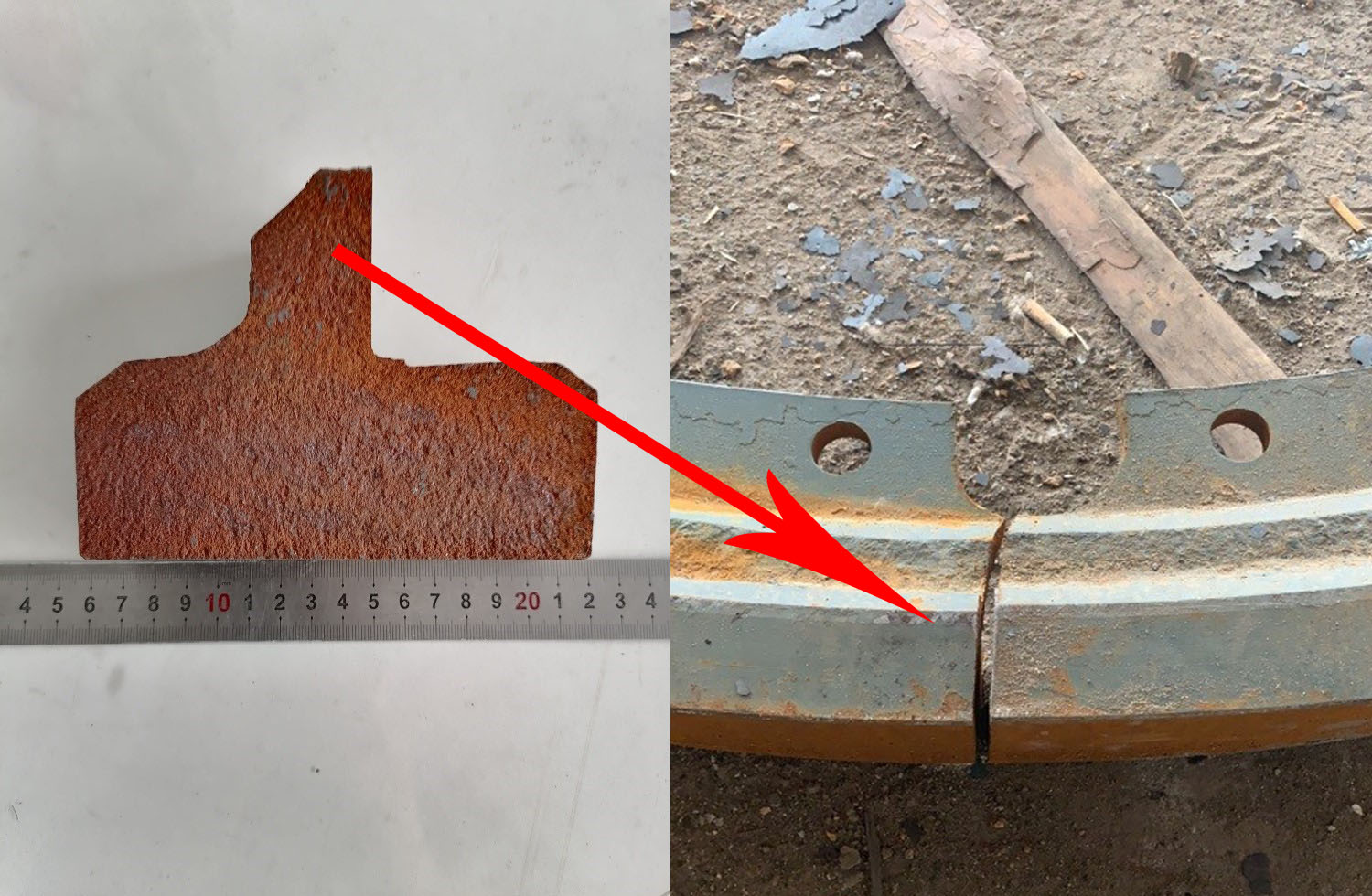 樣品實物照片及開裂位置 樣品實物照片及開裂位置