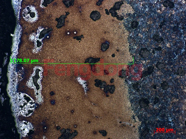 U形缺口部位表層顯微組織 50× U形缺口部位表層顯微組織 50×